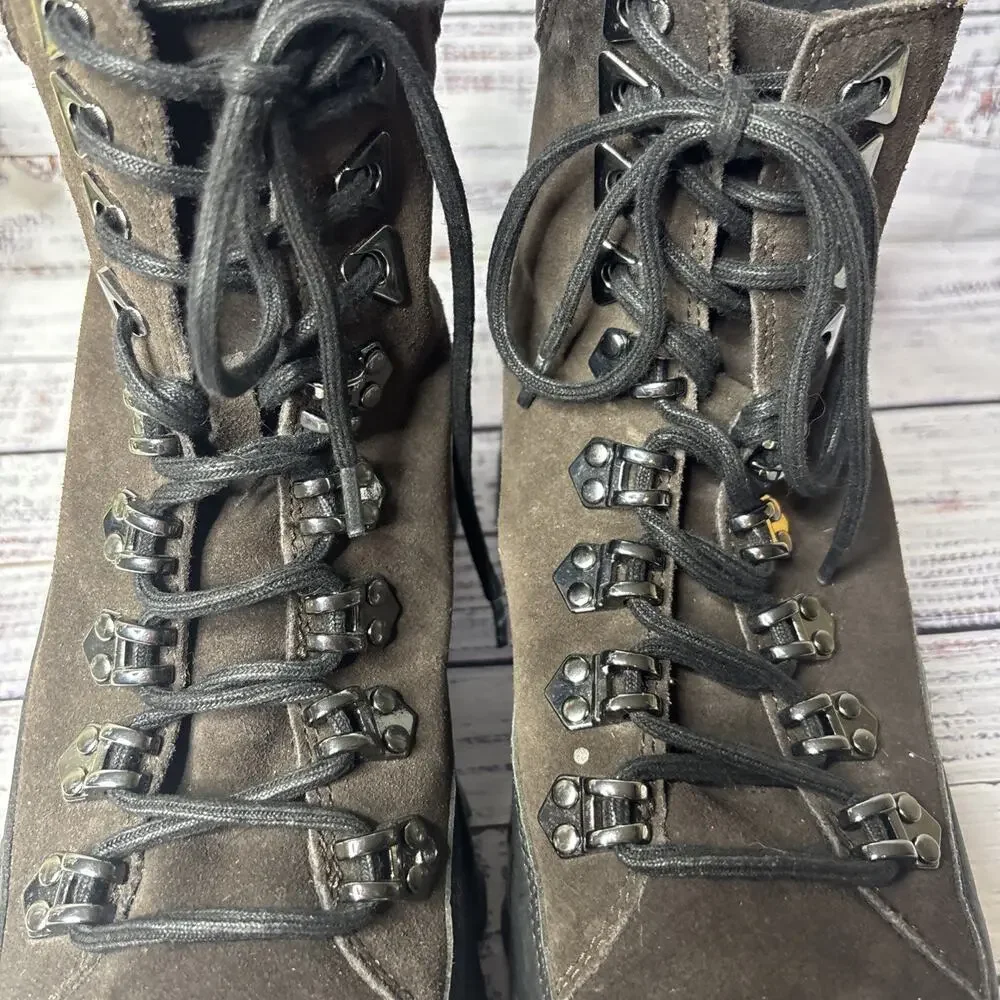 Karl Lagerfeld Paris Womens 9.5 Brown Hiking Combat Boots Chunky Lug Sole